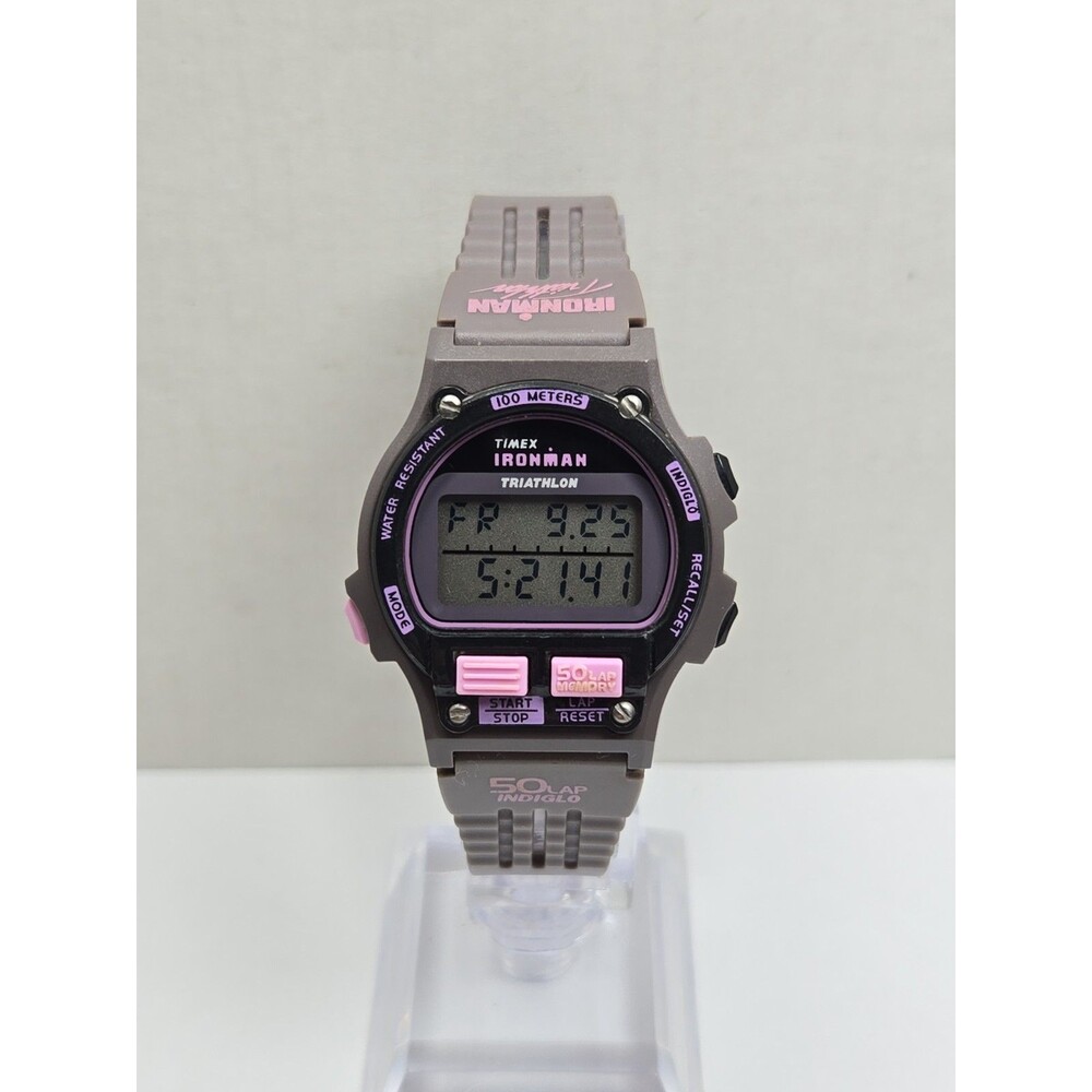 Womens Vintage Timex Ironman Triathlon 50Lap Indiglo 100M Watch Gray New Battery